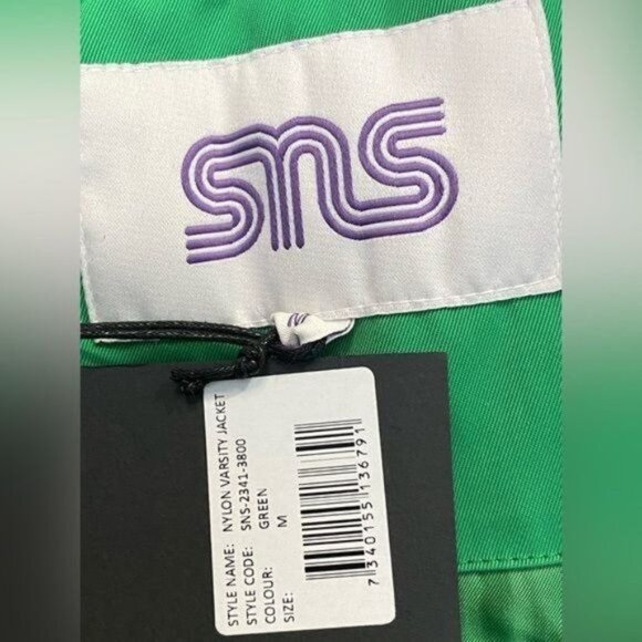 SNS SEASONALS Nylon Varsity Jacket in Green - Picture 9 of 9